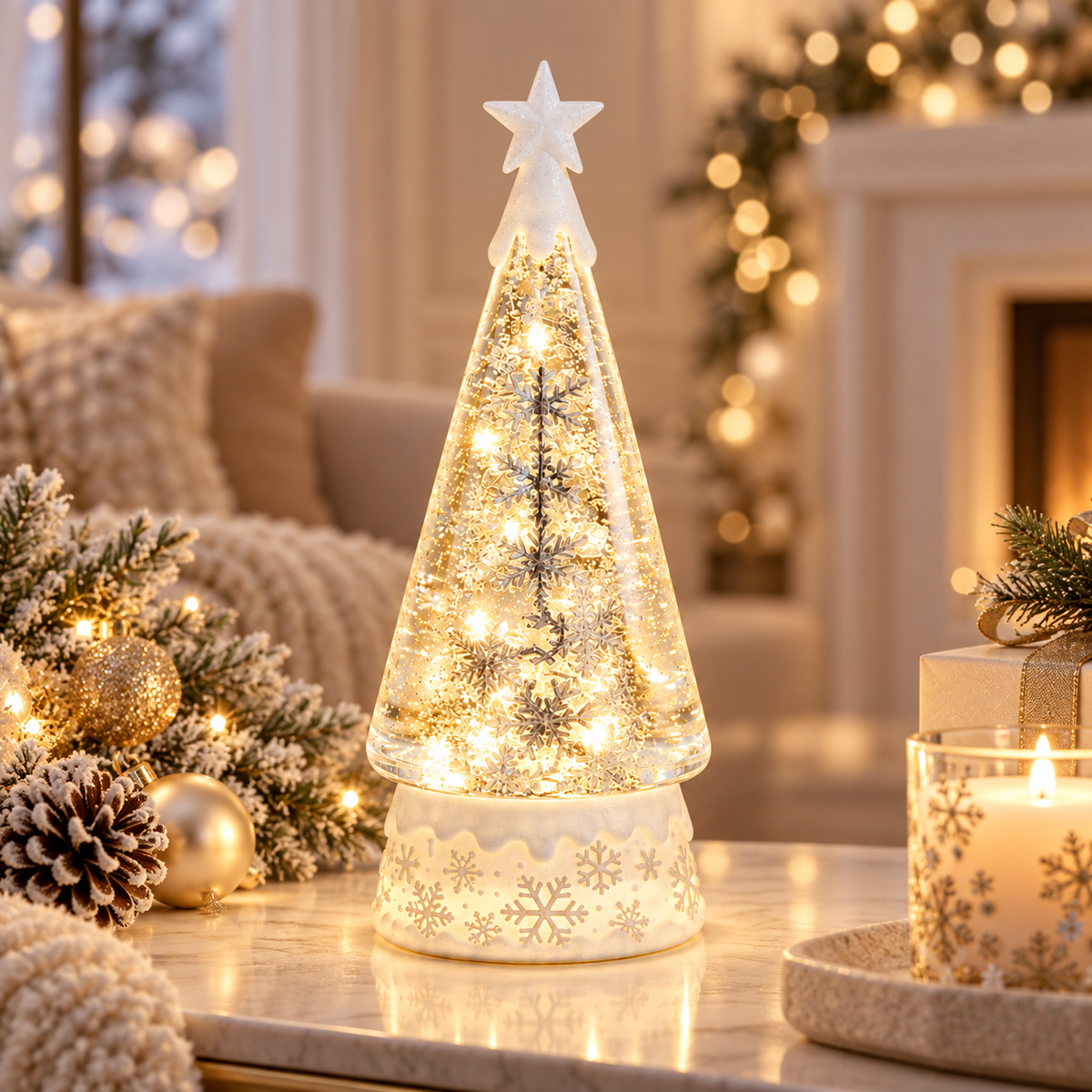 Nestqivo® Light-Up Christmas Tree Snowflake Tabletop Decoration