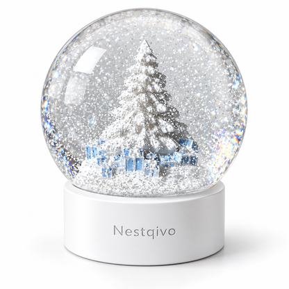 Nestqivo® Christmas Snow Globe with Tree & Gifts – Holiday Tabletop Décor