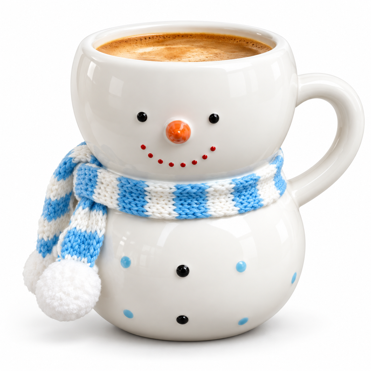 Nestqivo® Christmas Snowman Mug with Knitted Scarf – Festive Holiday Ceramic Coffee Cup