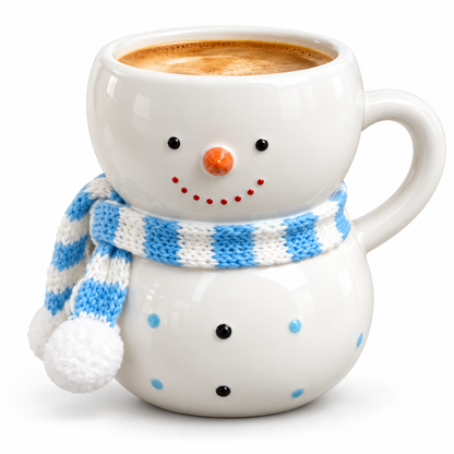 Nestqivo® Christmas Snowman Mug with Knitted Scarf – Festive Holiday Ceramic Coffee Cup