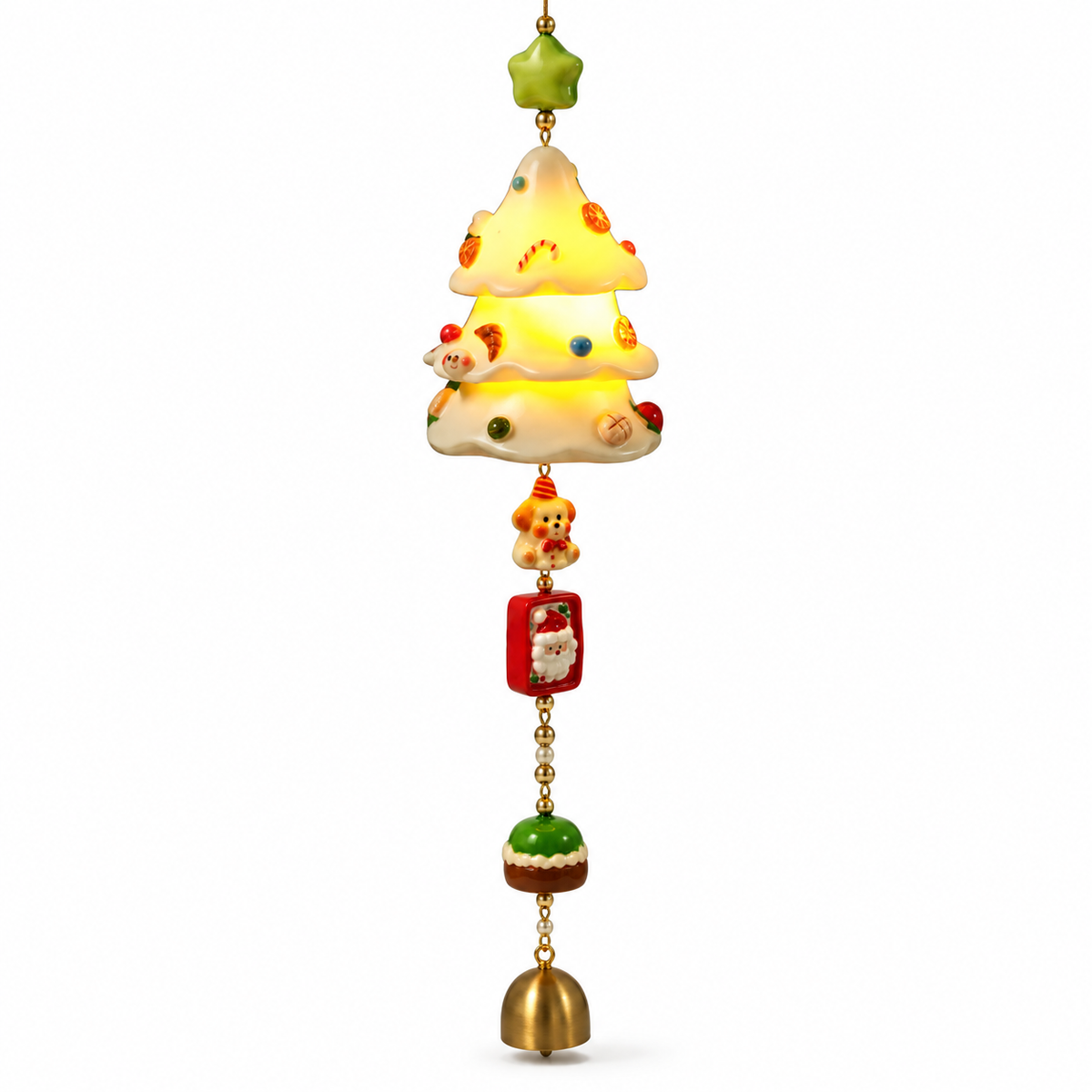 Nestqivo® Christmas Tree Wind Chime – Festive Hanging Holiday Ornament with Bell