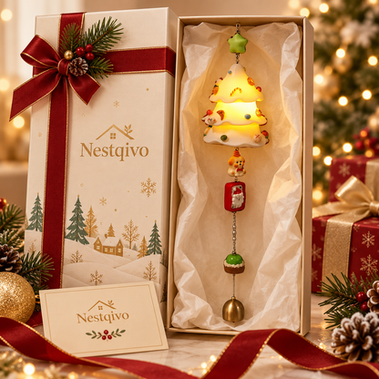 Nestqivo® Christmas Tree Wind Chime – Festive Hanging Holiday Ornament with Bell