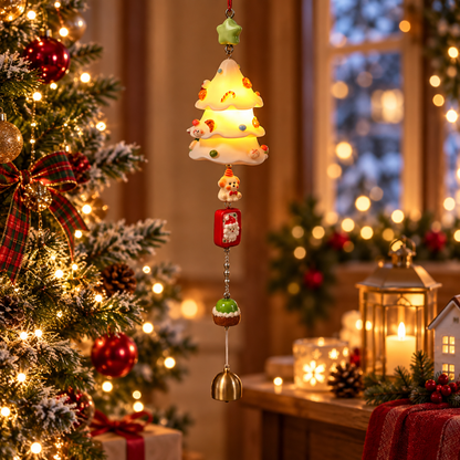 Nestqivo® Christmas Tree Wind Chime – Festive Hanging Holiday Ornament with Bell