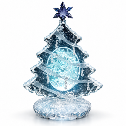 Nestqivo® Crystal Christmas Tree Ornament with Snowflake Glow – Holiday Tabletop Décor