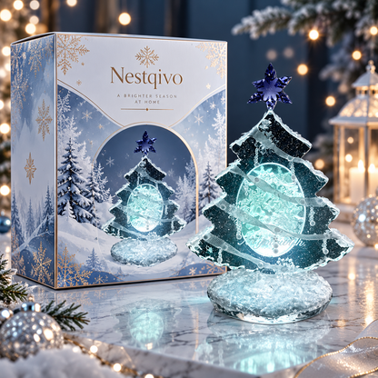 Nestqivo® Crystal Christmas Tree Ornament with Snowflake Glow – Holiday Tabletop Décor