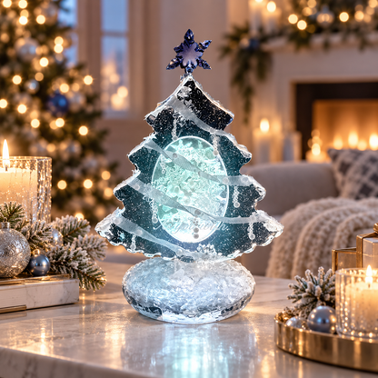 Nestqivo® Crystal Christmas Tree Ornament with Snowflake Glow – Holiday Tabletop Décor