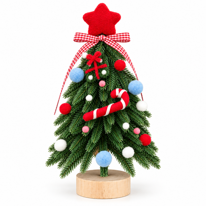 Nestqivo® Mini Christmas Tree Tabletop Decor – Festive Holiday Ornament with Star & Candy Cane