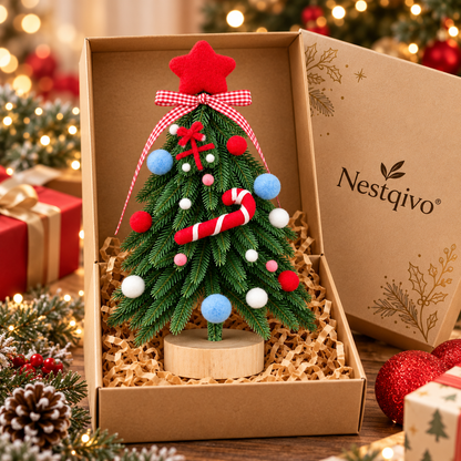 Nestqivo® Mini Christmas Tree Tabletop Decor – Festive Holiday Ornament with Star & Candy Cane