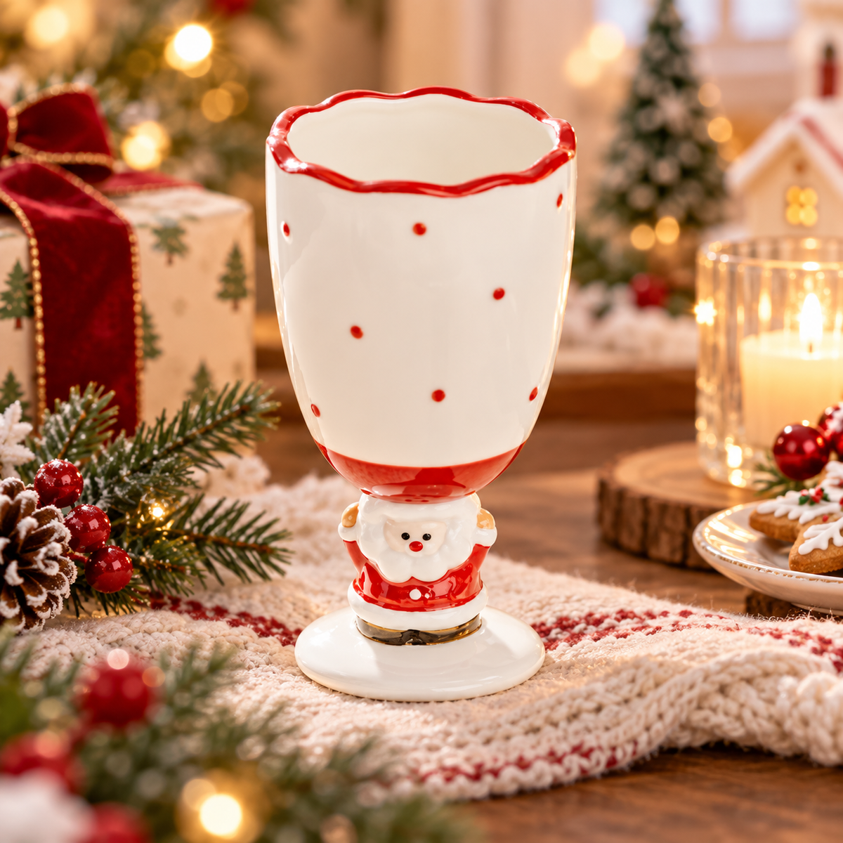 Nestqivo® Santa Christmas Goblet – Festive Ceramic Holiday Cup