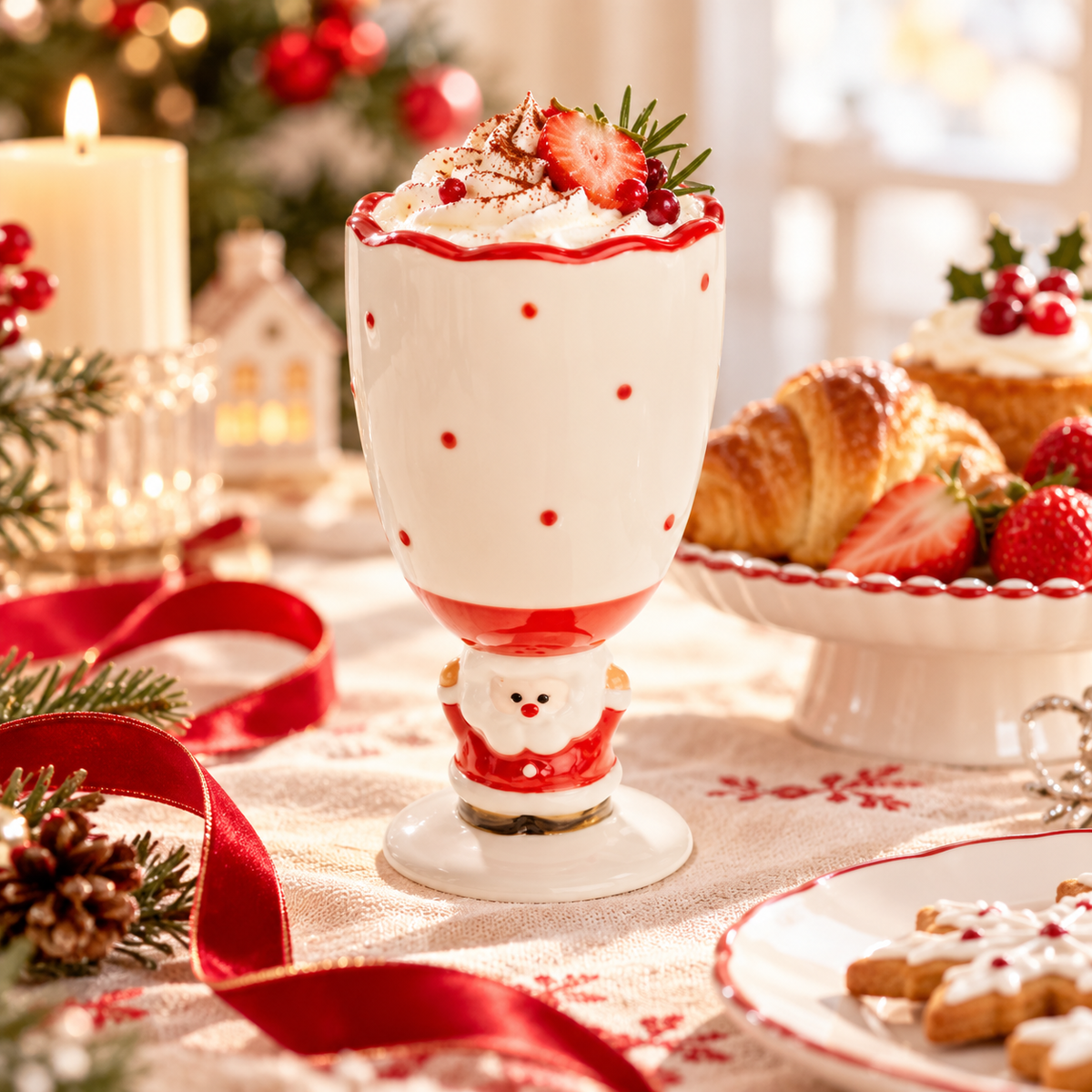 Nestqivo® Santa Christmas Goblet – Festive Ceramic Holiday Cup