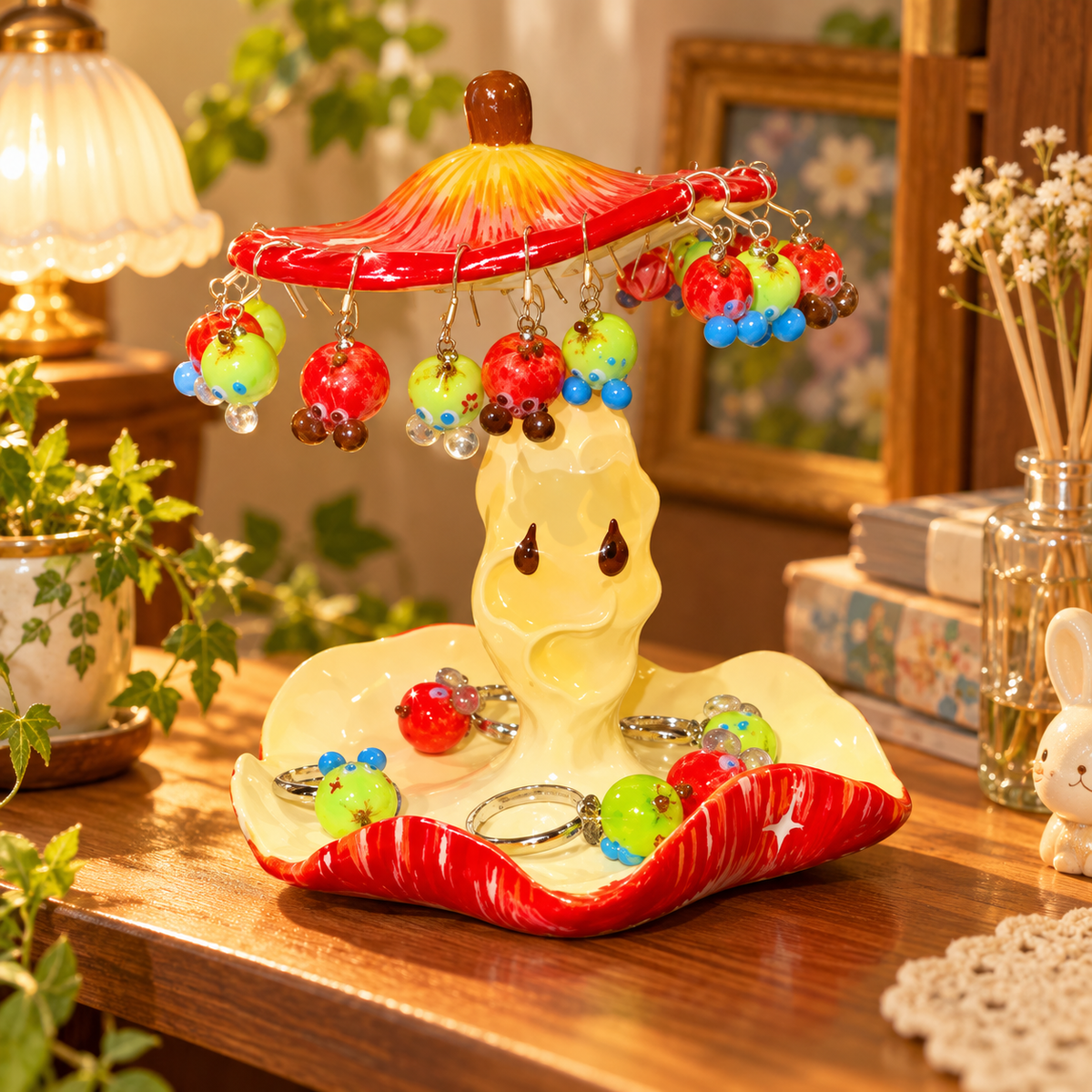 Nestqivo® Christmas Mushroom Trinket Holder – Festive Holiday Tabletop Decor