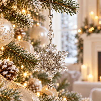 Nestqivo® Crystal Snowflake Christmas Ornament – Sparkling Holiday Hanging Pendant