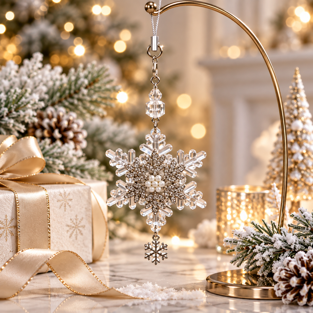 Nestqivo® Crystal Snowflake Christmas Ornament – Sparkling Holiday Hanging Pendant